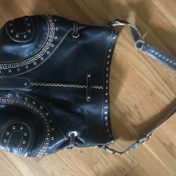 Cole Haan Village Grommet Hobo Embellished Leather Studded  Cole Haan Village Grommet Hobo Embellished Leather Tasseled Black Bag